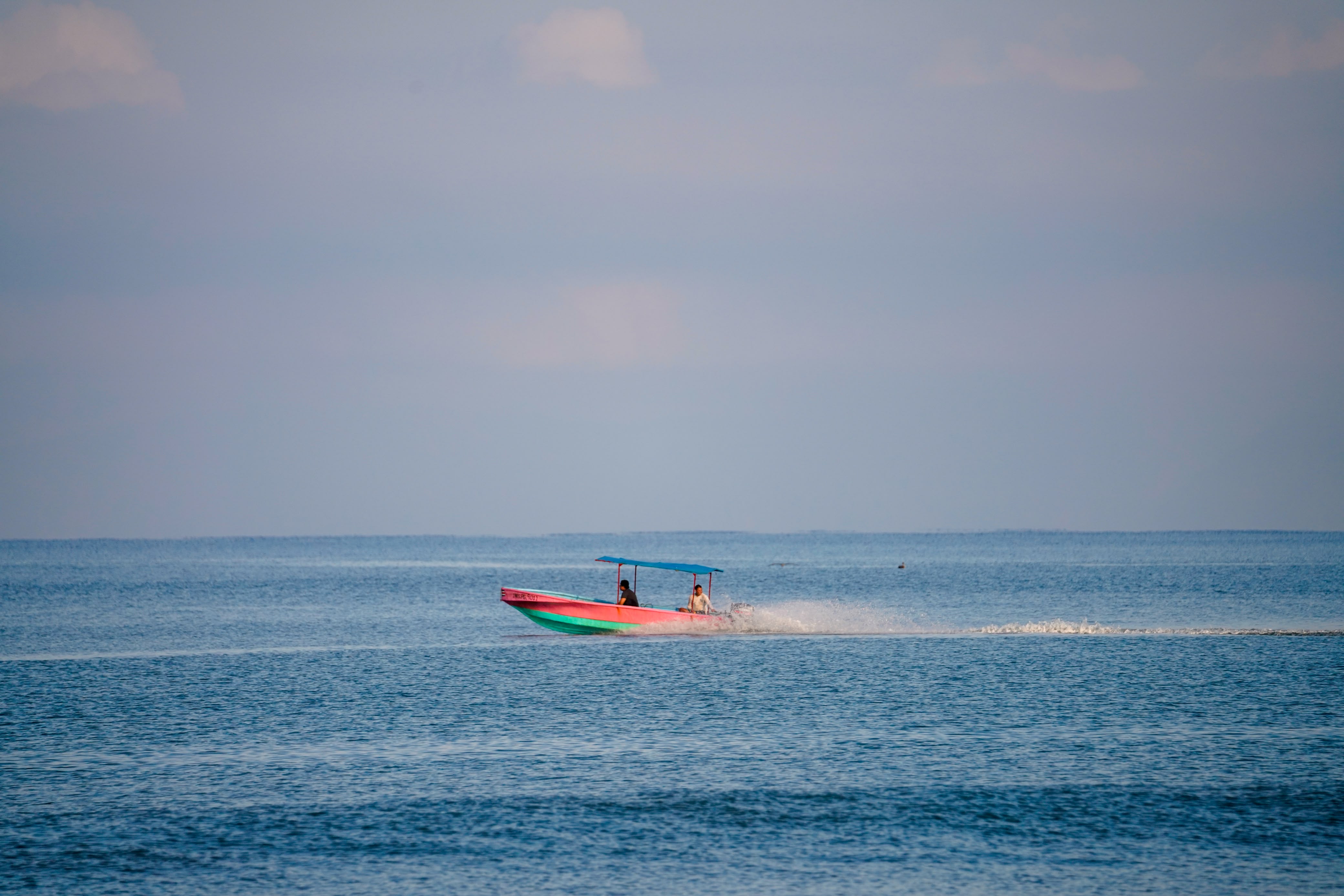 A panga crossing Golfo Dulce at speed on the way from Pavones to Matapalo