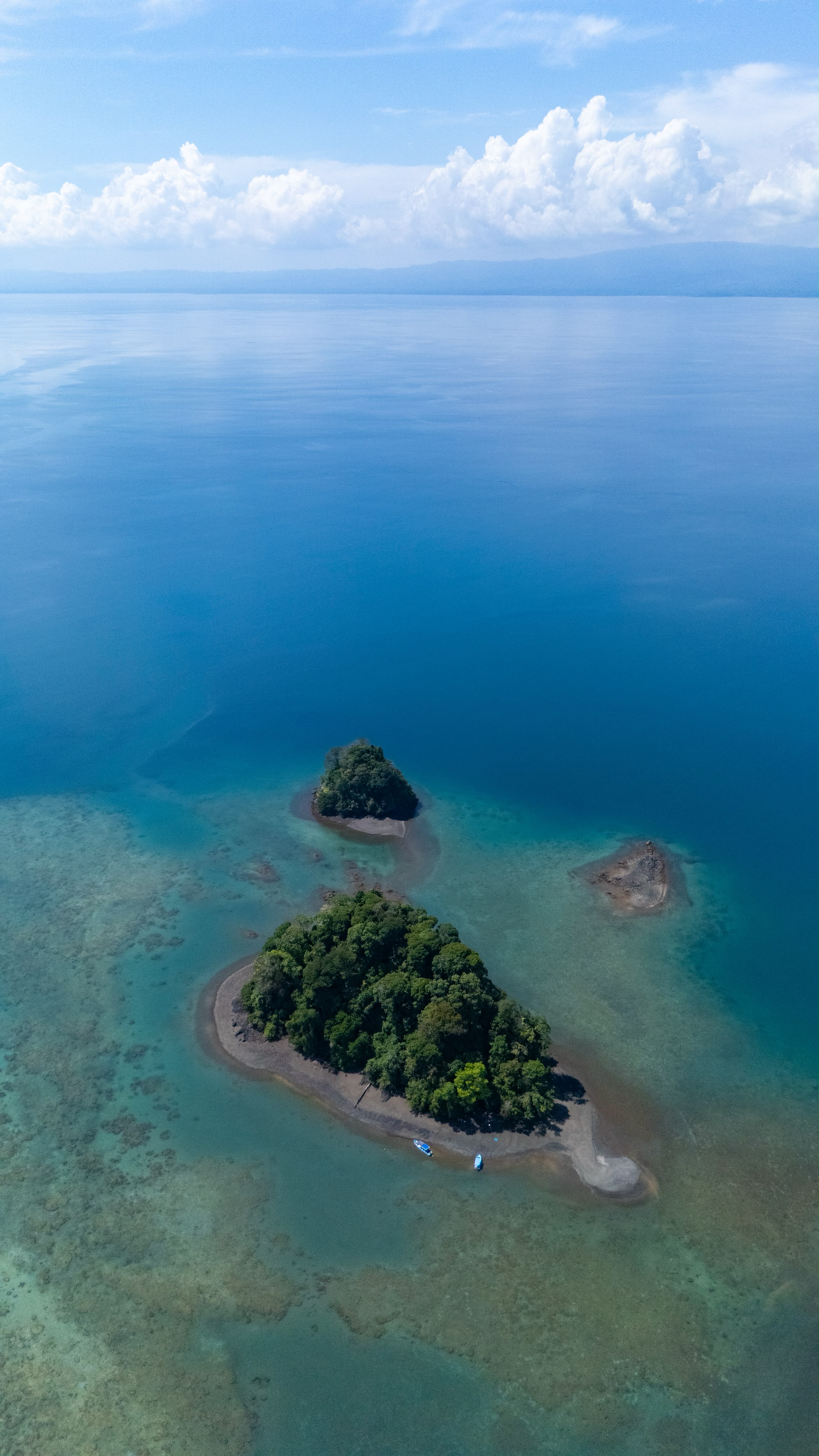 A jungle islet ringed by shallow turquoise water in Golfo Dulce